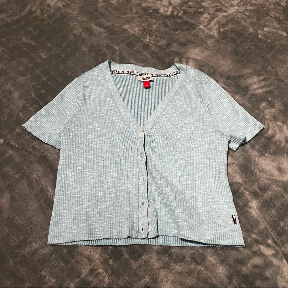 Y2K Tommy Hilfiger Light Blue Knit Top‎